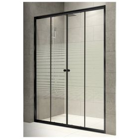 Durul Ön Cephe 4 mm Siyah Cam Çizgili Yükseklik 180 cm Duşakabin