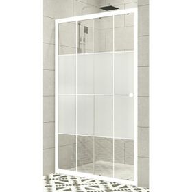 Durul Ön Cephe Orta Buzlu Beyaz Çizgi 137 cm Duşakabin
