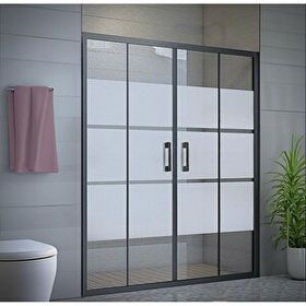 Durul Ön Cephe Siyah Kumlama Box Desen 5 mm H:190 175 cm Duşakabin