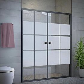 Durul Ön Cephe Siyah Kumlama Box Desen 5 mm H:190 197 cm Duşakabin