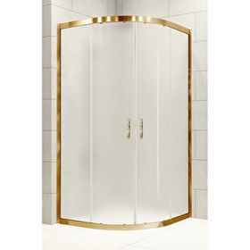 Durul Oval Altın Profil Buzlu 5 mm Cam Yükseklik 190 cm 100x100 cm Duşakabin