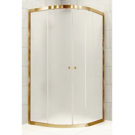 Durul Oval Altın Profil Buzlu 5 mm Cam Yükseklik 190 cm 80x80 cm Duşakabin