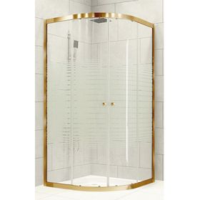 Durul Oval Altın Profil Buzlu 5 mm Cam Yükseklik 190 cm 80x80 cm Duşakabin