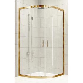 Durul Oval Altın Profil Buzlu 5 mm Cam Yükseklik 190 cm 80x80 cm Duşakabin