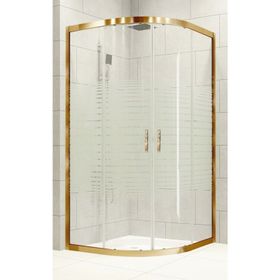 Durul Oval Altın Profil Çizgili 5 mm Cam Yükseklik 190 cm 100x100 cm Duşakabin