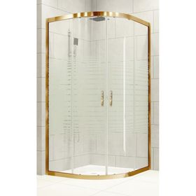 Durul Oval Altın Profil Çizgili 5 mm Cam Yükseklik 190 cm 100x100 cm Duşakabin