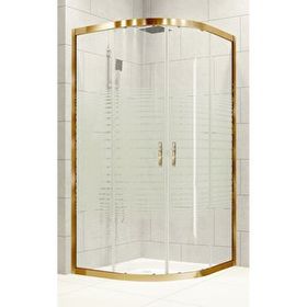 Durul Oval Altın Profil Çizgili 5 mm Cam Yükseklik 190 cm 80x80 cm Duşakabin