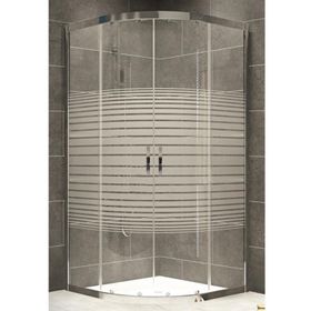 Durul Oval Parlak Profil Çizgili 5 mm Cam Yükseklik 190 cm 100x100 cm Duşakabin