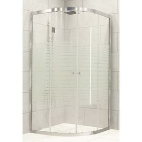 Durul Oval Parlak Profil Çizgili 5 mm Cam Yükseklik 190 cm 100x100 cm Duşakabin