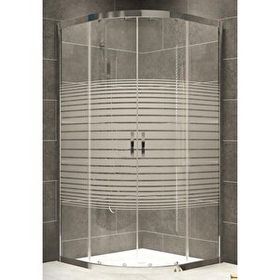 Durul Oval Parlak Profil Çizgili 5 mm Cam Yükseklik 190 cm 100x100 cm Duşakabin