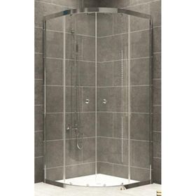 Durul Oval Parlak Profil Çizgili 5 mm Cam Yükseklik 190 cm 100x100 cm Duşakabin