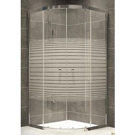 Durul Oval Parlak Profil Çizgili 5 mm Cam Yükseklik 190 cm 100x100 cm Duşakabin