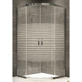 Durul Oval Parlak Profil Çizgili 5 mm Cam Yükseklik 190 cm 80x80 cm Duşakabin