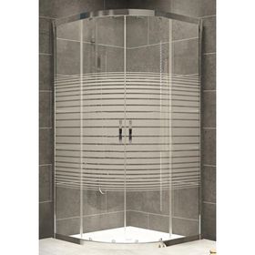 Durul Oval Parlak Profil Çizgili 5 mm Cam Yükseklik 190 cm 80x80 cm Duşakabin