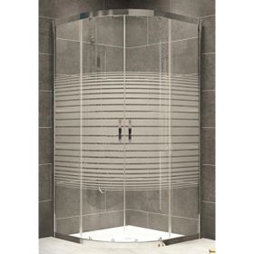 Durul Oval Parlak Profil Çizgili 5 mm Cam Yükseklik 190 cm 80x80 cm Duşakabin