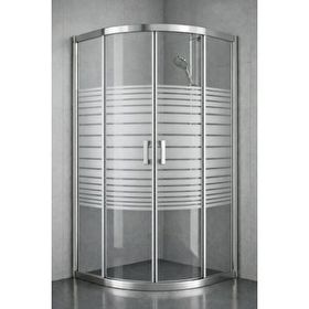 Durul Oval Parlak Profil Çizgili 5 mm Cam Yükseklik 190 cm 90x90 cm Duşakabin