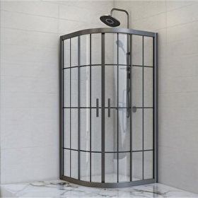 Durul Oval Siyah Çizgi 5 mm Yükseklik 190 cm 90x90 cm Duşakabin