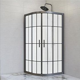Durul Oval Siyah Çizgi Buzlu 5 mm Yükseklik 190 cm 100x100 cm Duşakabin