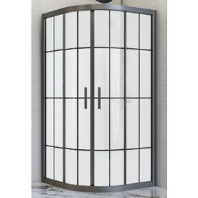 Durul Oval Siyah Çizgi Buzlu 5 mm Yükseklik 190 cm 80x80 cm Duşakabin