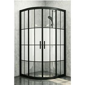 Durul Oval Siyah Çizgi Ortası Buzlu 5 mm Yükseklik 190 cm 100x100 cm Duşakabin