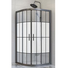 Durul Oval Siyah Çizgi Ortası Buzlu 5 mm Yükseklik 190 cm 100x100 cm Duşakabin