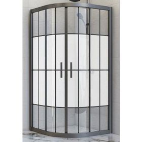 Durul Oval Siyah Çizgi Ortası Buzlu 5 mm Yükseklik 190 cm 80x80 cm Duşakabin