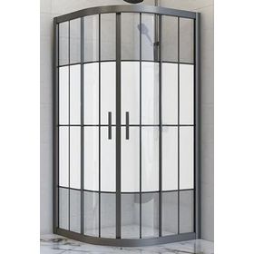 Durul Oval Siyah Çizgi Ortası Buzlu 5 mm Yükseklik 190 cm 80x80 cm Duşakabin