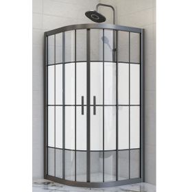 Durul Oval Siyah Çizgi Ortası Buzlu 5 mm Yükseklik 190 cm 80x80 cm Duşakabin