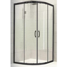 Durul Oval Siyah Profil Buzlu 5 mm Cam Yükseklik 190 cm 80x80 cm Duşakabin