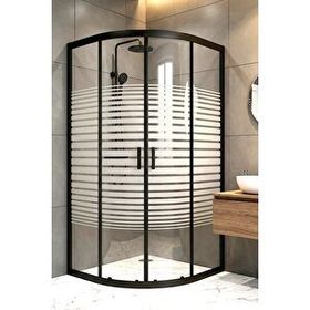 Durul Oval Siyah Profil Çizgili 5 mm Cam Yükseklik 190 cm 100x100 cm Duşakabin