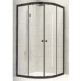 Durul Oval Siyah Profil Çizgili 5 mm Cam Yükseklik 190 cm 100x100 cm Duşakabin