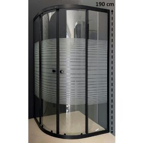 Durul Oval Siyah Profil Çizgili 5 mm Cam Yükseklik 190 cm 100x100 cm Duşakabin