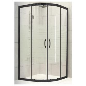 Durul Oval Siyah Profil Çizgili 5 mm Cam Yükseklik 190 cm 100x100 cm Duşakabin