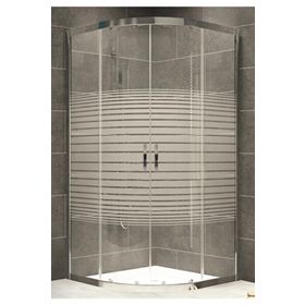Durul Oval Siyah Profil Çizgili 5 mm Cam Yükseklik 190 cm 80x80 cm Duşakabin