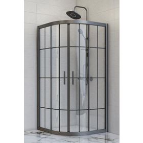 Durul Oval Siyah Profil Çizgili 5 mm Cam Yükseklik 190 cm 90x90 cm Duşakabin