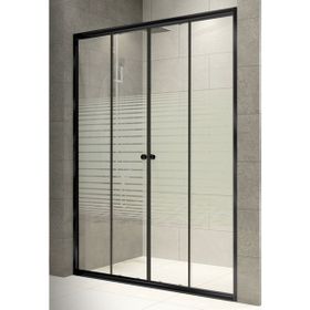 Durul Siyah Çizgili 4 mm Ön Cephe 172x180 cm Yükseklik Cam Duşakabin