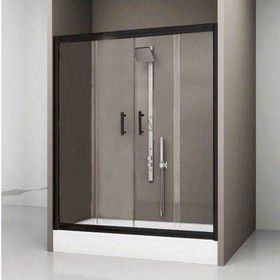Duşakabincim 136 cm Sürgülü Çift Kapılı Siyah Kabin