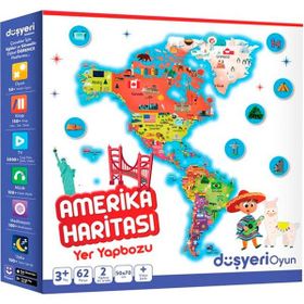 Düşyeri Amerika Haritası Yer Yapbozu Eğitici Oyun