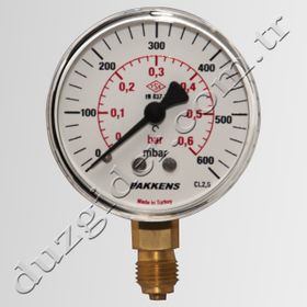 Düzgider 0-600 mbar 63 Manometre Diyaframlı Tip