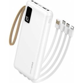 Dvip İP10 2xUsbA Type-C Micro Lightning Çıkışlı Led Göstergeli 10.000 mAh Beyaz Powerbank
