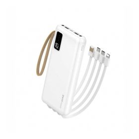 Dvip İp12 2Xusba Type-C Micro Lightning Çıkışlı Led Göstergeli 10.000 mAh Beyaz Powerbank