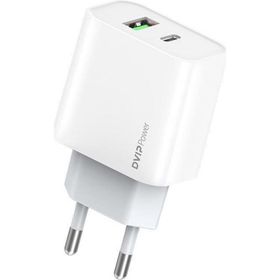 Dvip N34 20W Type-C PD USB-A Quick Charger Çift Çıkışlı Beyaz Şarj Aleti