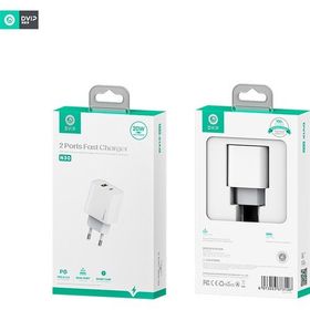 Dvip N34 20W Type-C PD USB-A Quick Charger Çift Çıkışlı Beyaz Şarj Aleti