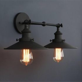 Dylight Retro Metal Dekoratif Rustik 2'li Siyah Mafsallı Duvar Aplik