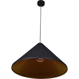 Dylight Retro Metal Dekoratif Rustik Siyah Içi Gold Tekli 50 cm Sarkıt Avize