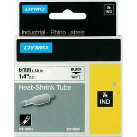 Dymo 18051 Beyaz Siyah 6 mm x 1.5 mt Rhino Pro Isıyla Küçülen Şerit