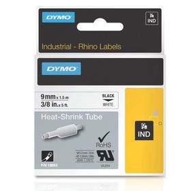 Dymo 18053 Beyaz Siyah 9 mm x 1.5 mt Rhinopro Isıyla Küçülen Şerit