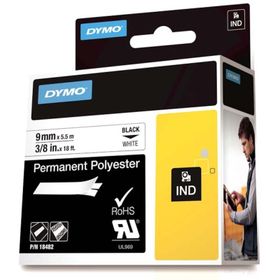 Dymo 18482 9 mm 5.5 m Beyaz-Siyah Rhinopro Sabit Polyster Şerit