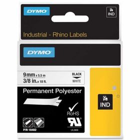 Dymo 18482 Rhino Pro Beyaz Siyah 9 mm x 5.5 mt Polyester Şerit