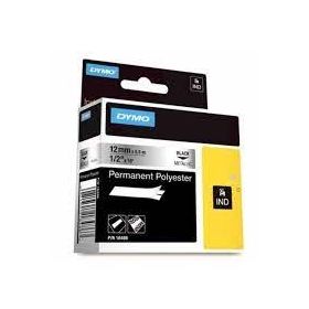 Dymo 18486 12 mm 5.5 mt Metalik Gri-Siyah Rhinopro Sabit Polyester Şerit